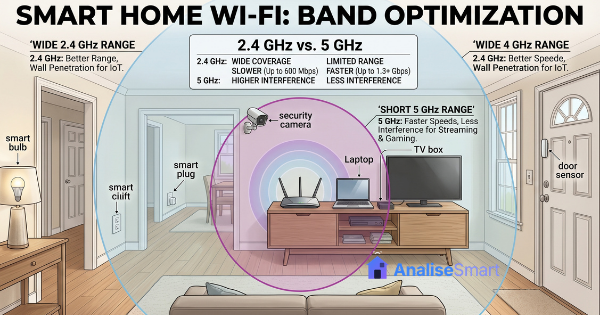Diferença entre Wi-Fi 2.4 GHz e 5 GHz em casa com dispositivos inteligentes