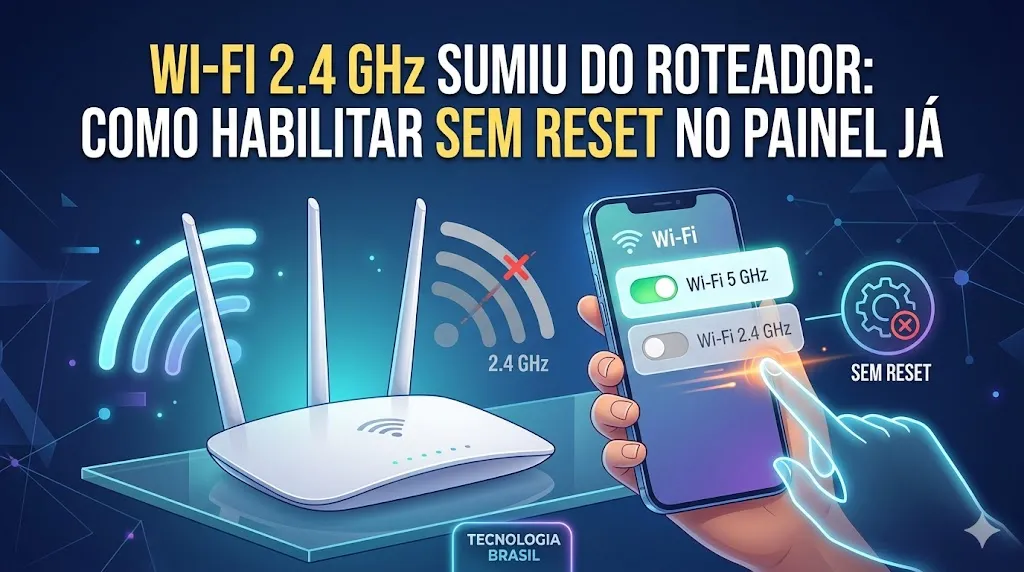  painel do roteador mostrando radio Wi-Fi 2.4 GHz ativado e desativado