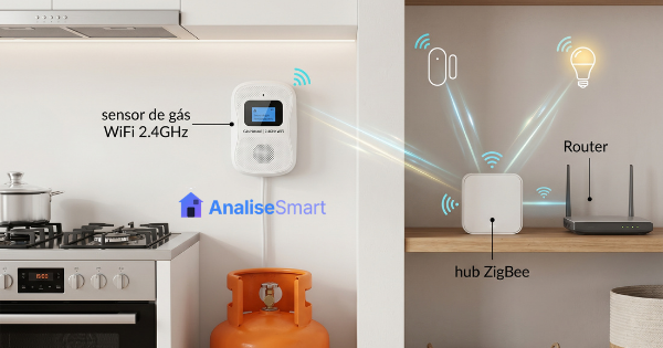 sensor de gás WiFi 2.4GHz e hub ZigBee