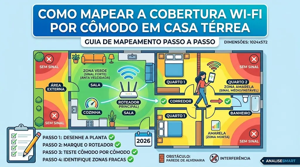 Como Mapear a Cobertura Wi-Fi por Cômodo em Casa Térrea