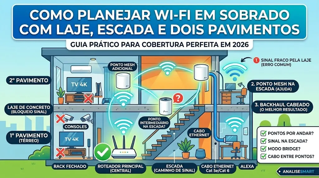 Como Planejar Wi-Fi em Sobrado com Laje, Escada e Dois Pavimentos
