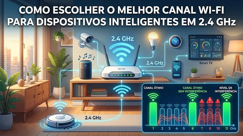 Como escolher o melhor canal Wi-Fi para dispositivos inteligentes em 2.4 GHz