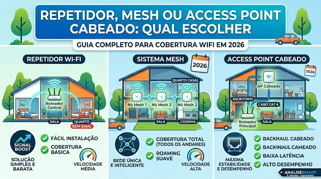 Repetidor, Mesh ou Access Point Cabeado: Qual Escolher